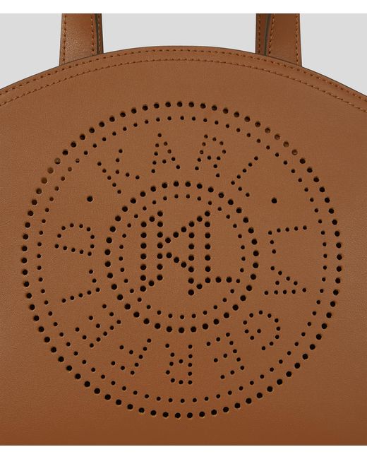 Karl Lagerfeld Brown K/circle Perforated Small Tote Bag