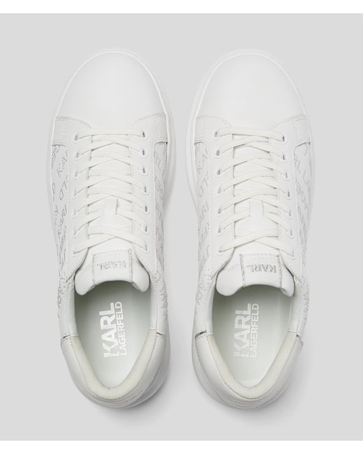 Karl Lagerfeld White Kapri Studded Logo Sneakers for men