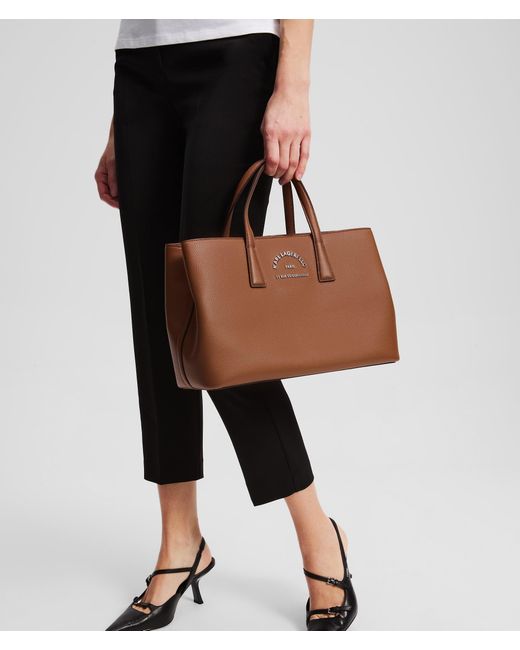 Karl Lagerfeld Brown Rue St-Guillaume Metal Satchel Bag
