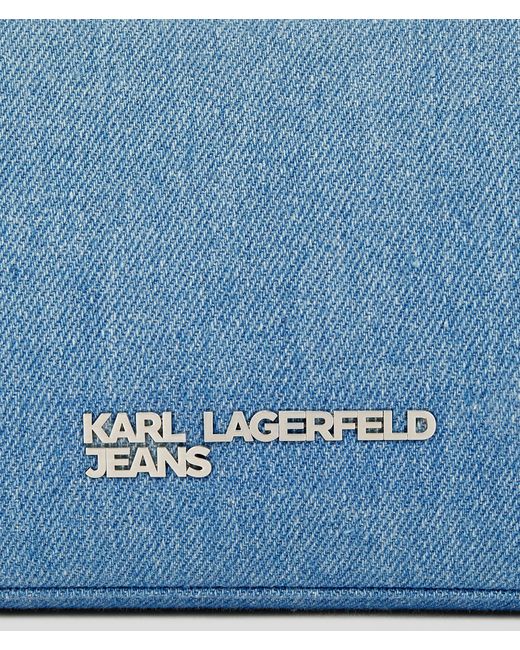 Karl Lagerfeld Blue Metal Logo Denim Shoulder Bag