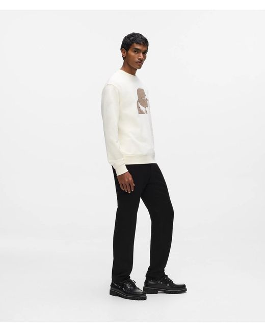 Karl Lagerfeld White Kameo Crew Neck Sweatshirt for men