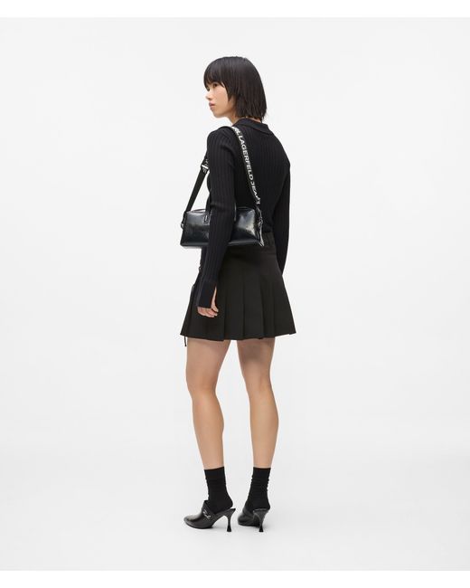 KL Jeans Black Pleated Tie-Detail Mini Skirt