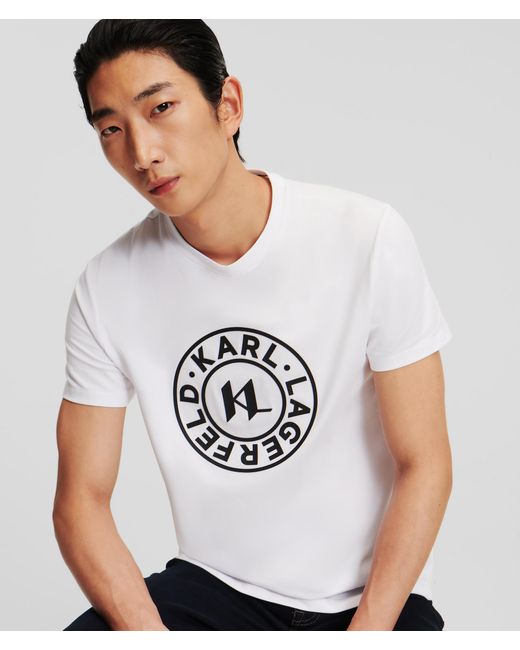 Karl Lagerfeld White Circle Logo T-shirt for men