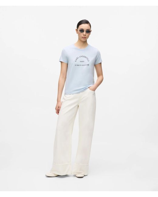 Karl Lagerfeld Blue Slim-Fit Rue St-Guillaume Glitter T-Shirt