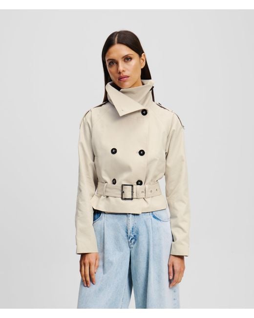 Karl Lagerfeld Natural Short Cotton Twill Jacket