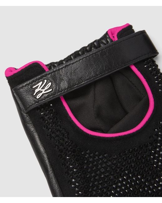 Karl Lagerfeld Black Exclusive K/Autograph Rhinestone Fingerless Gloves