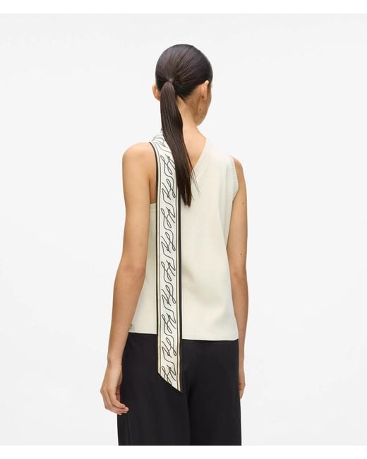 Karl Lagerfeld White Scarf Print Knit Top