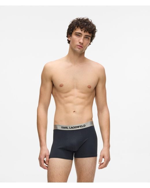 Karl Lagerfeld Gray Metallic Logo Trunks – 3-Pack for men