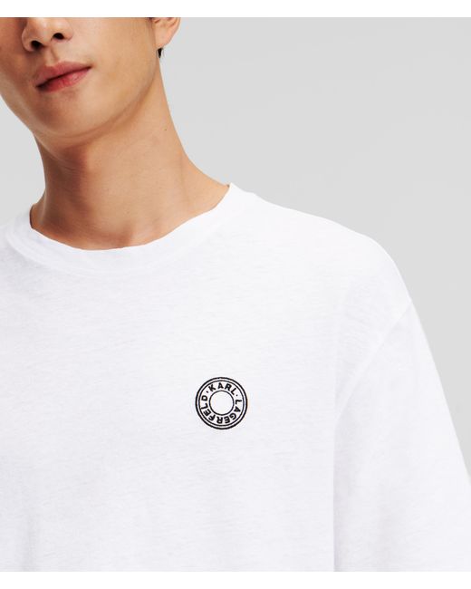 Karl Lagerfeld White Small Circle Logo T-shirt for men