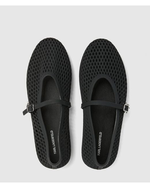 Karl Lagerfeld Black Jelly Ballet Strap Pumps