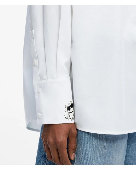 Karl Lagerfeld White Ikon Choupette Poplin Shirt