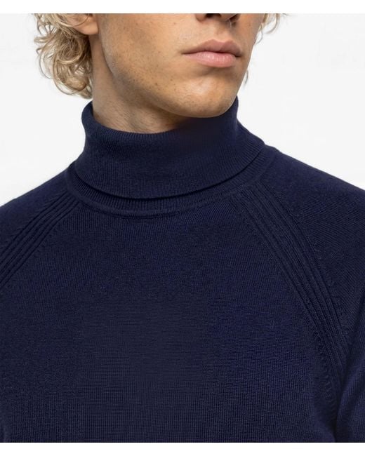 KL Jeans Blue Lightweight Knit Rollneck Sweater for men