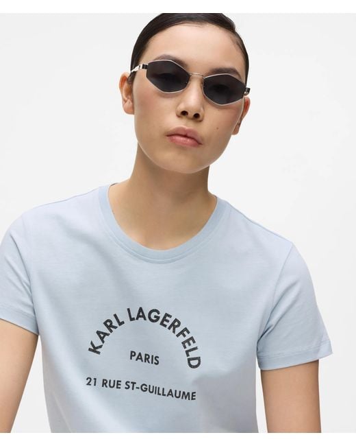 Karl Lagerfeld Blue Slim-Fit Rue St-Guillaume Glitter T-Shirt