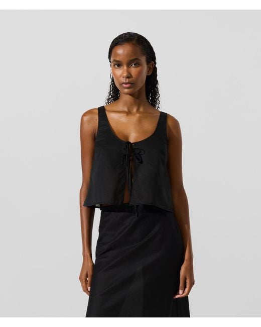 Karl Lagerfeld Black Tie-Front Beach Top