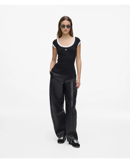 Karl Lagerfeld Black And Scoop Neck T-Shirt