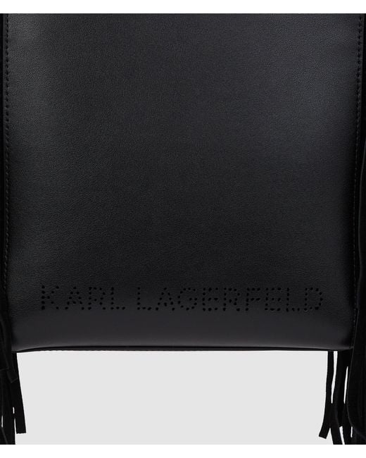 Karl Lagerfeld Black K/Circle Small Fringe Tote Bag