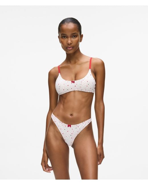 Karl Lagerfeld White Heart Print Thong, Multicoloured