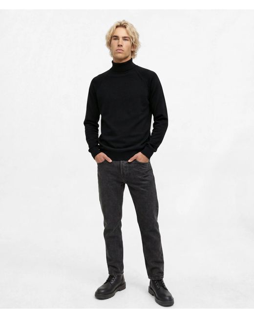 KL Jeans Black Lightweight Knit Rollneck Sweater for men