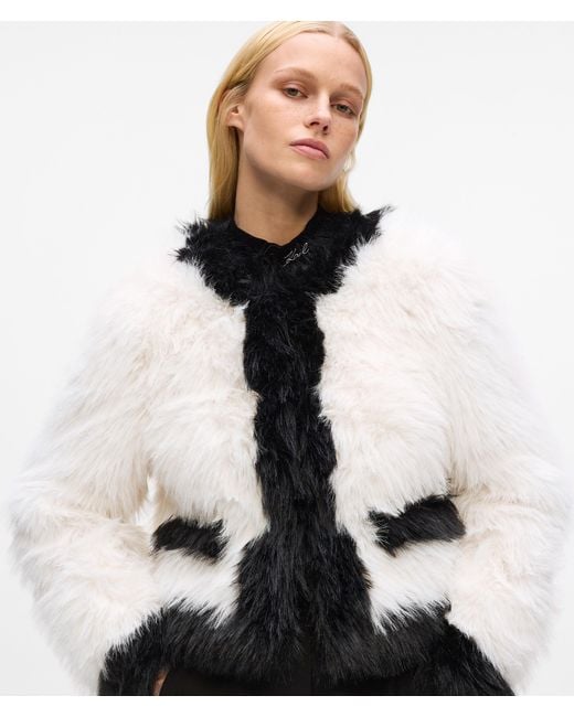 Karl Lagerfeld White Faux-Fur Jacket