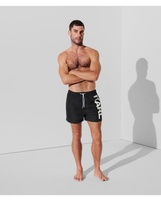 Karl Lagerfeld Black Karl Logo Short Boardshorts for men