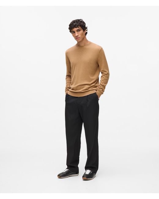 Karl Lagerfeld Natural Crewneck Knitted Sweater for men