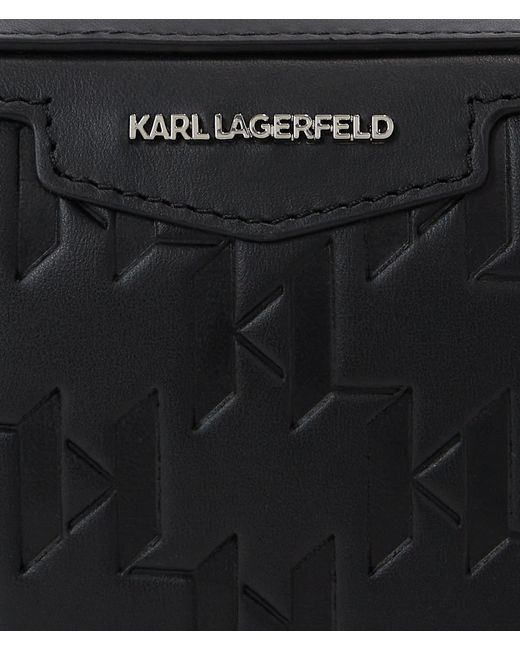 Karl Lagerfeld Black K/loom Leather Washbag for men