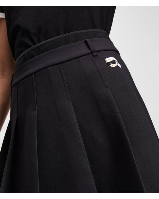 Karl Lagerfeld Black Ikon Pleated Mini Skirt