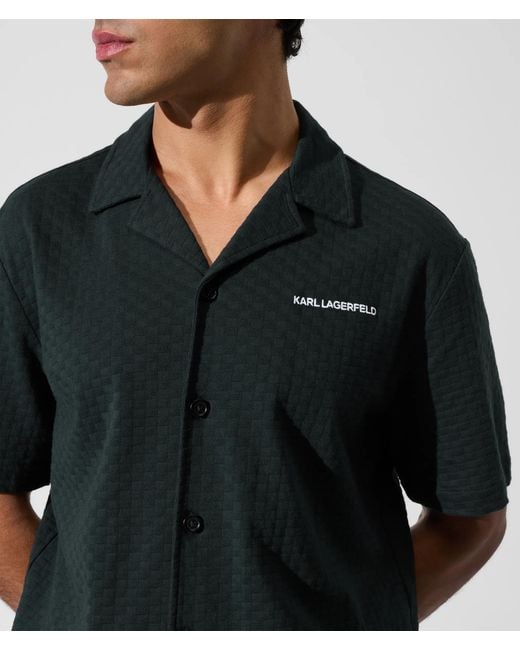 Karl Lagerfeld Black Checked Beach Shirt for men