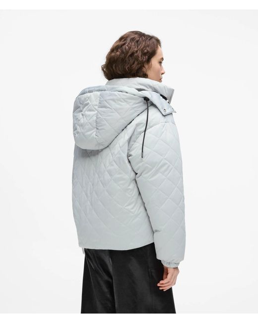 Karl Lagerfeld Gray Ikon Quilted Puffer Jacket
