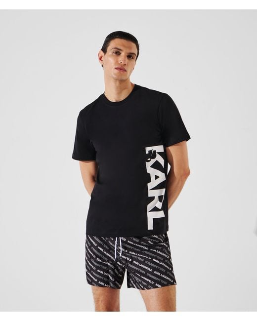 Karl Lagerfeld Black Logo Beach T-Shirt for men