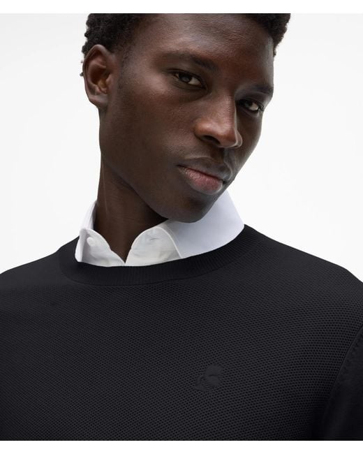 Karl Lagerfeld Black Crewneck Sweater for men