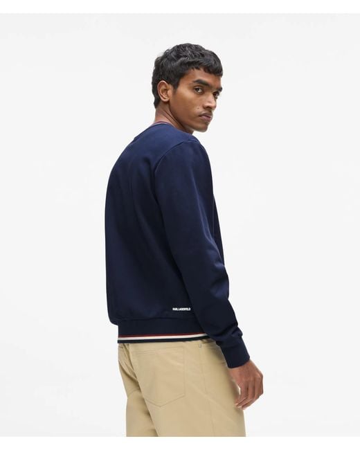 Karl Lagerfeld Blue Ikon Stripe Detail Sweatshirt for men