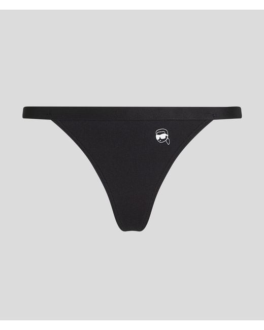 Karl Lagerfeld Black Ikon Ribbed Thong