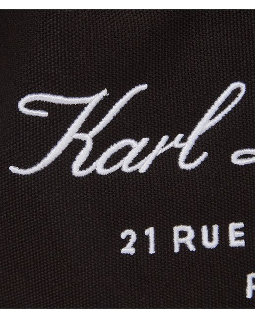Karl Lagerfeld Black Hotel Karl Medium Canvas Tote Bag