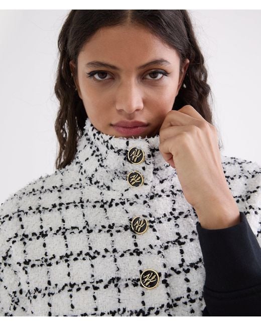 Karl Lagerfeld White Bouclé Sweat Jacket