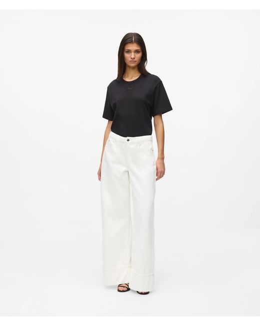 Karl Lagerfeld White Wide Leg Turn Up Jeans