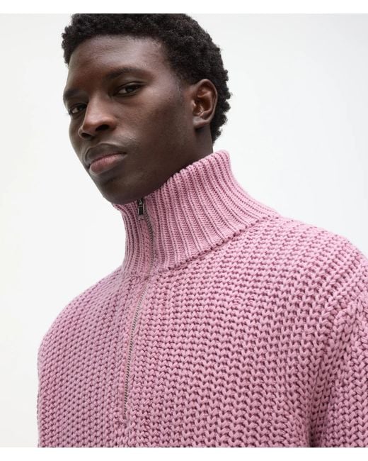 Karl Lagerfeld Pink Knitted Half-Zip Sweater for men