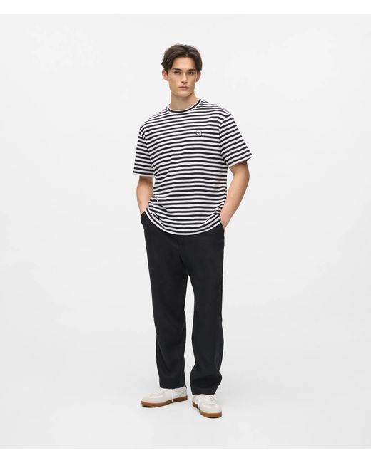 Karl Lagerfeld White Ikon Relaxed Striped T-Shirt for men