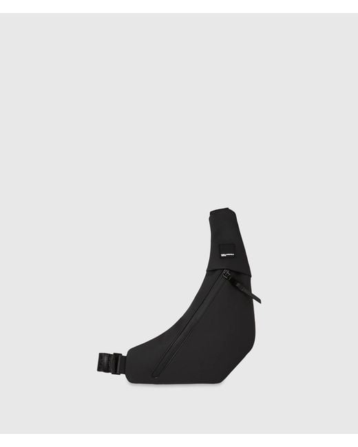 KL Jeans Black Coated Technical-Leather Sling Bag for men