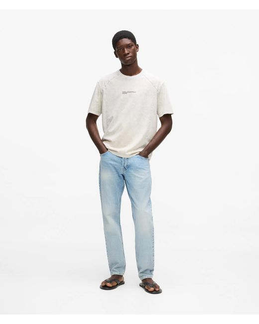 KL Jeans White Vintage Wash Tapered Jeans for men