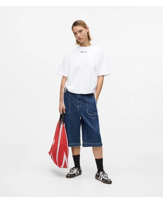 KL Jeans White Tie Detail Ruched T-Shirt