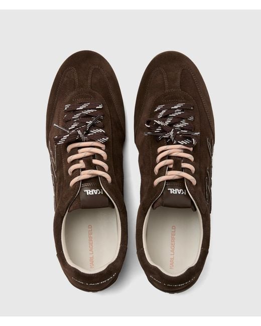 Karl Lagerfeld Brown Altia Suede Signature Sneakers