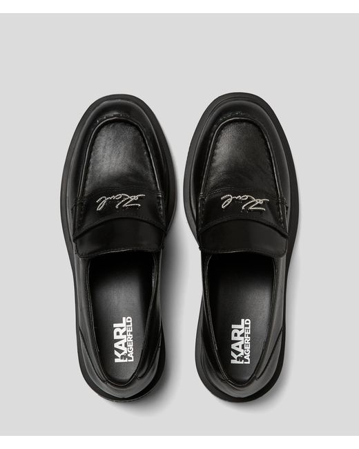 Karl Lagerfeld Black Macie Signia Rhinestone Loafers