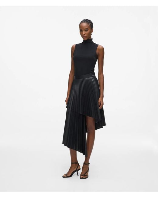 Karl Lagerfeld Blue Pleated Faux-Leather Skirt
