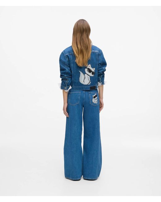 Karl Lagerfeld Blue Ikon Wide-Leg Jeans