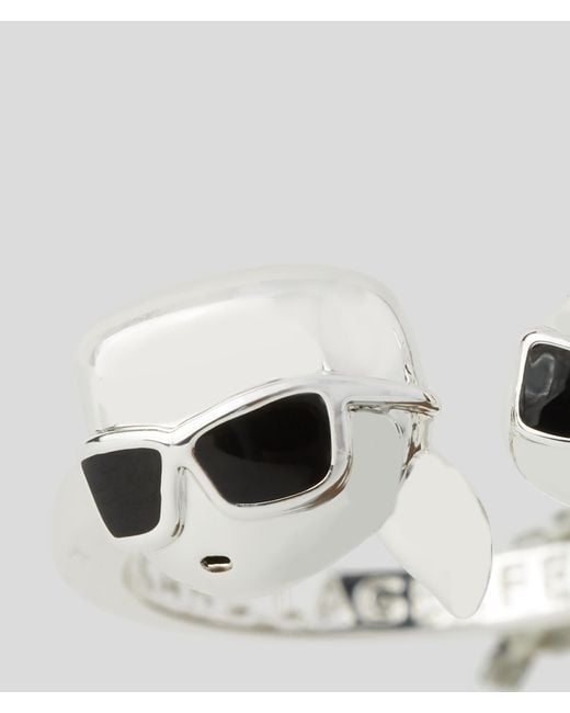 Karl Lagerfeld White K/ikonik Cuff Ring