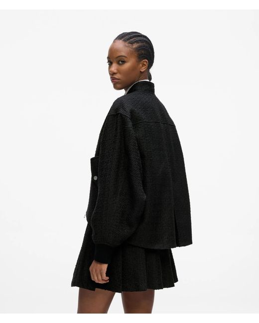 Karl Lagerfeld Black Ikon Bouclé Bomber Jacket
