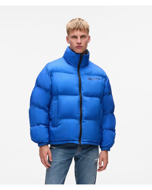 KL Jeans Blue Reversible Puffer Jacket, Multicoloured for men