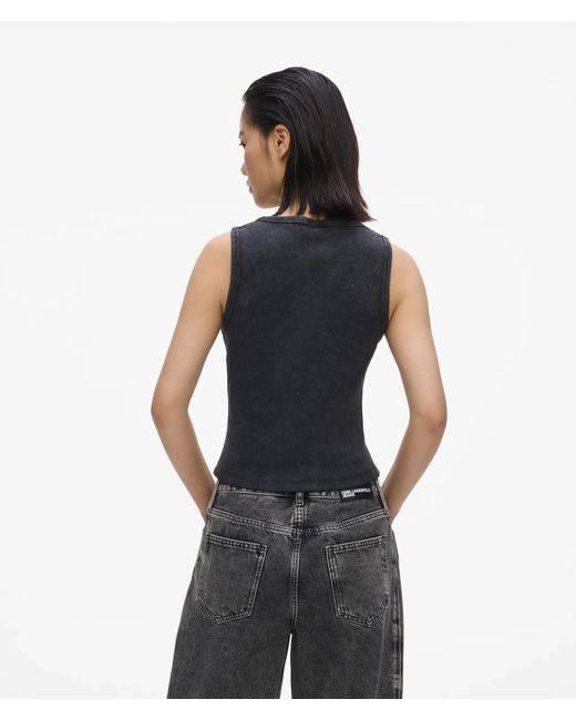 KL Jeans Black Washed Ribbed Tank Top