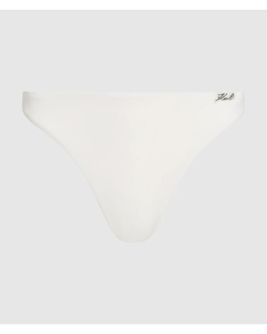 Karl Lagerfeld White Signature High-Leg Bikini Bottoms